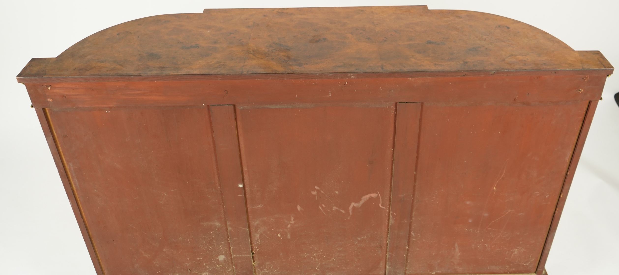 A Victorian marquetry inlaid, gilt metal mounted bowfront side cabinet